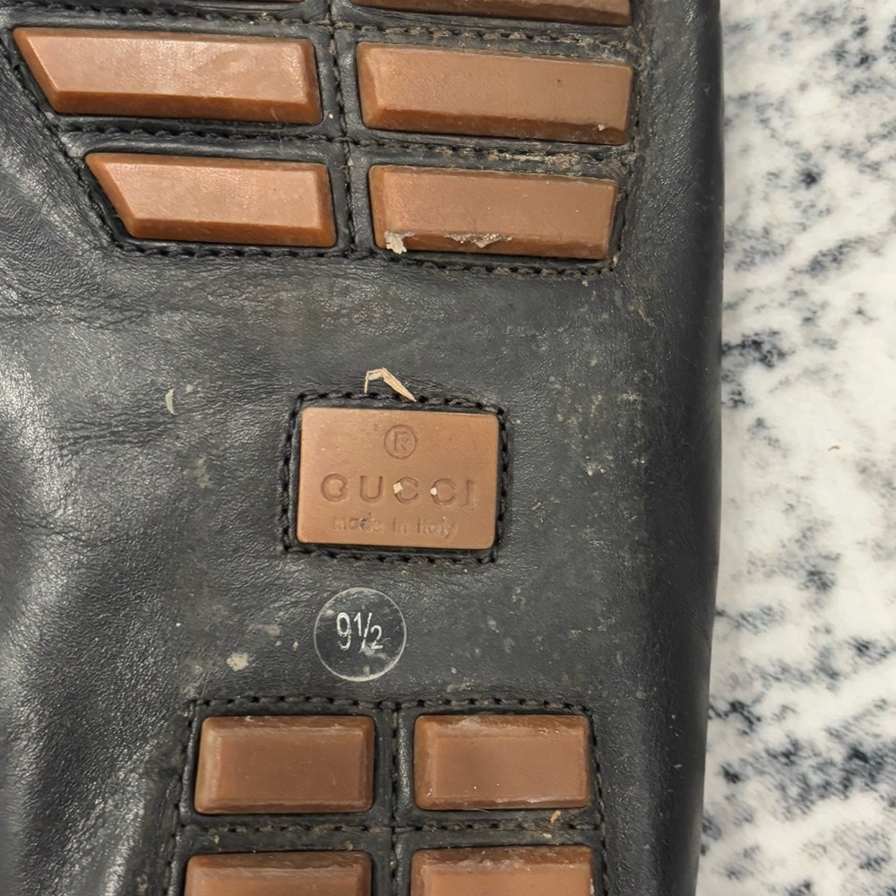 Gucci Black Leather Bamboo Horsebit Slip on Loafers - Picture 3 of 4